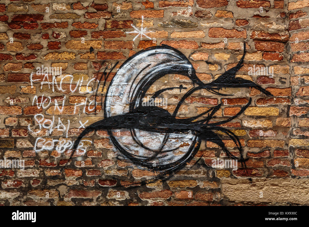 Graffiti street art en el Veneto, Venecia, Italia, Europa. Foto de stock