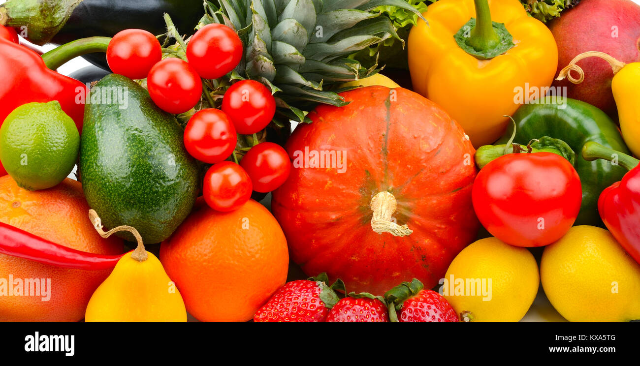 Establecer fondo de verduras, frutas y verduras Fotografía de stock - Alamy
