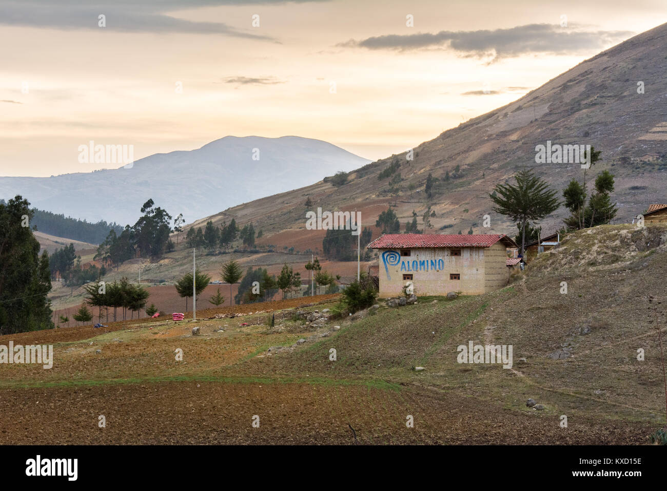 Adobe casa tradicional en las montañas que rodean la ciudad de Cajamarca,  en el norte de Perú Fotografía de stock - Alamy