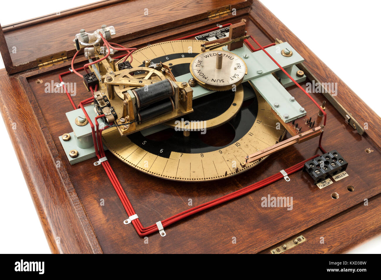 Vintage 1950's Electric 10V DR-PC Synchronome reloj programador Bell (Nº 1288), hecha por la Synchronome Co. Ltd, Woodside Lugar, Alperton, Middlesex. Foto de stock