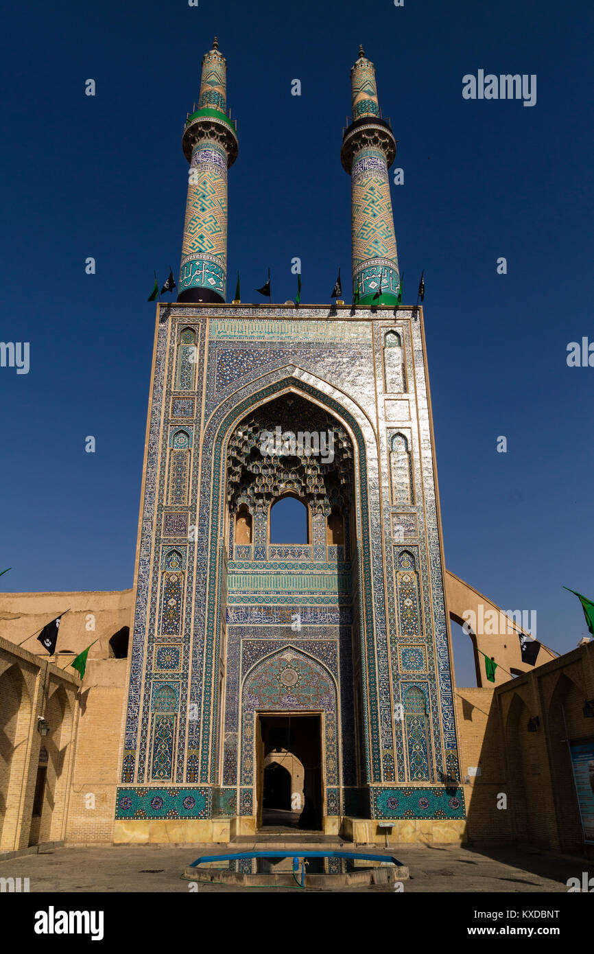 Masjed-e, o Jameh Jameh Mosque, Yazd, Irán Foto de stock
