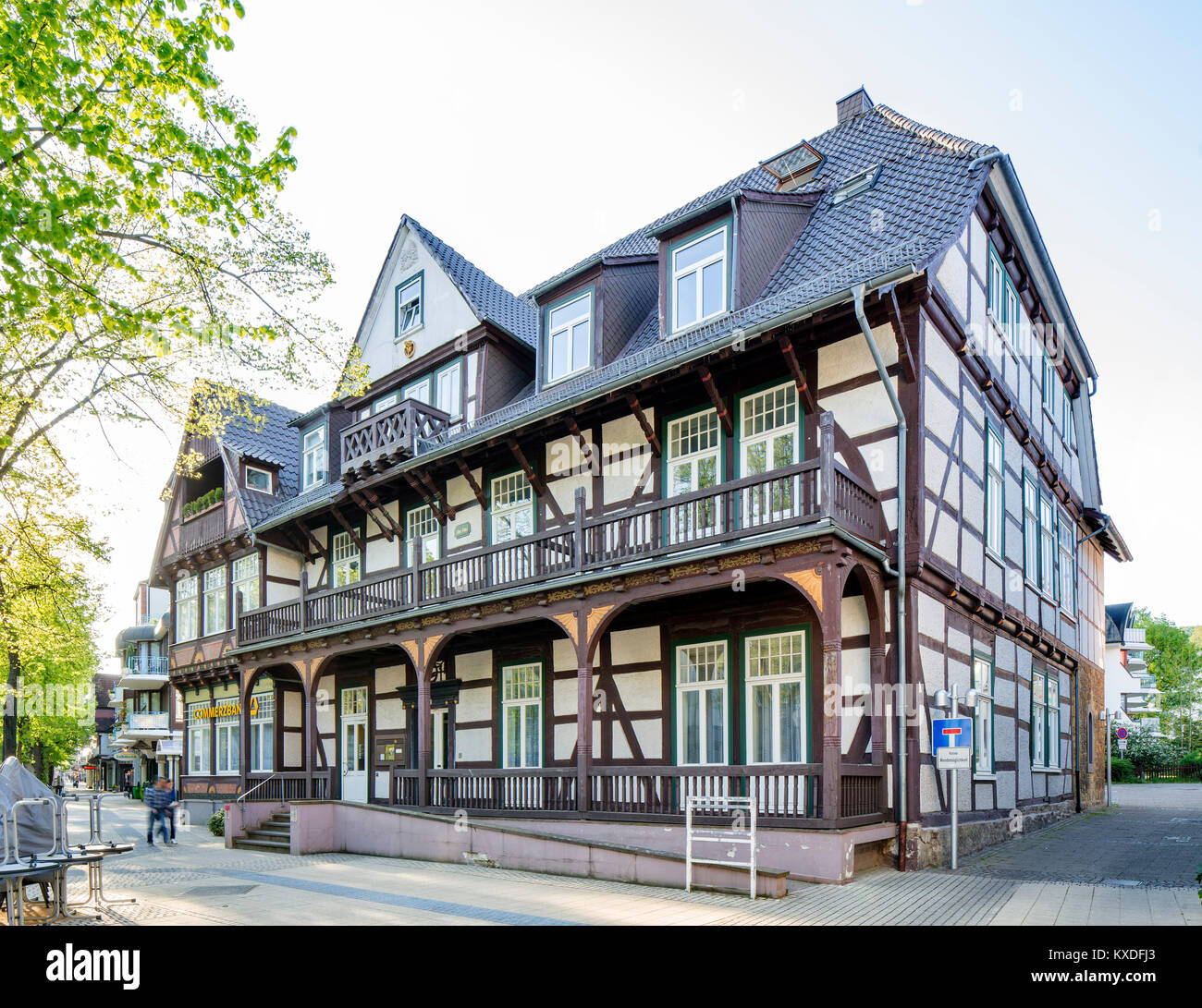 Paredes entramadas desde 1677,fue construido como una casa de alojamiento en el estilo del Renacimiento Weser,nickname Alter Fritz,Bad Pyrmont Foto de stock