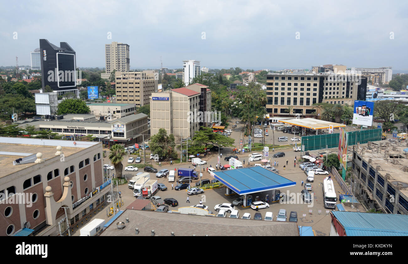 Vista elevada de Westlands, Nairobi, Kenia Foto de stock
