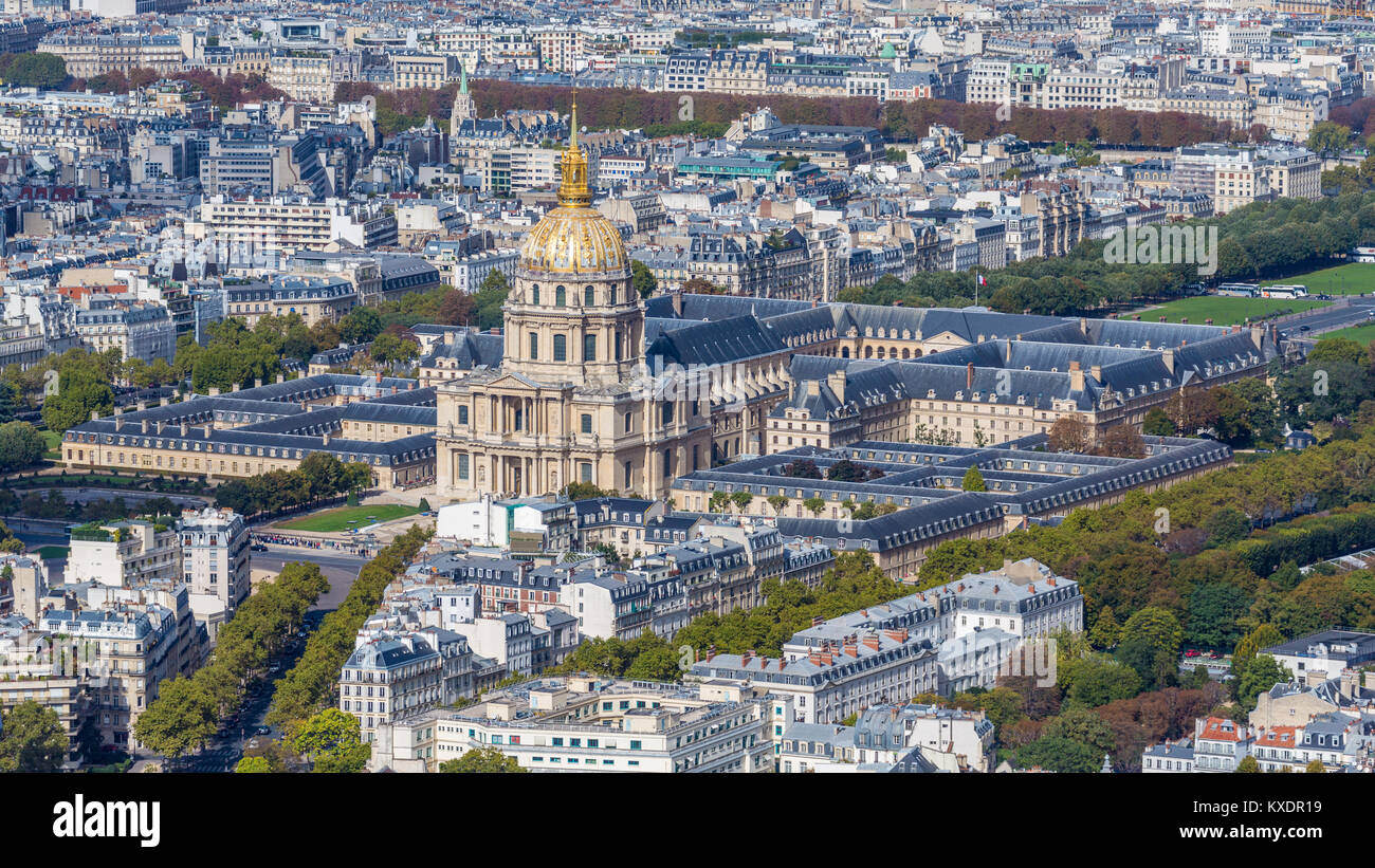Vista desde arriba en el Hôtel des Invalides, Paris, Francia Foto de stock