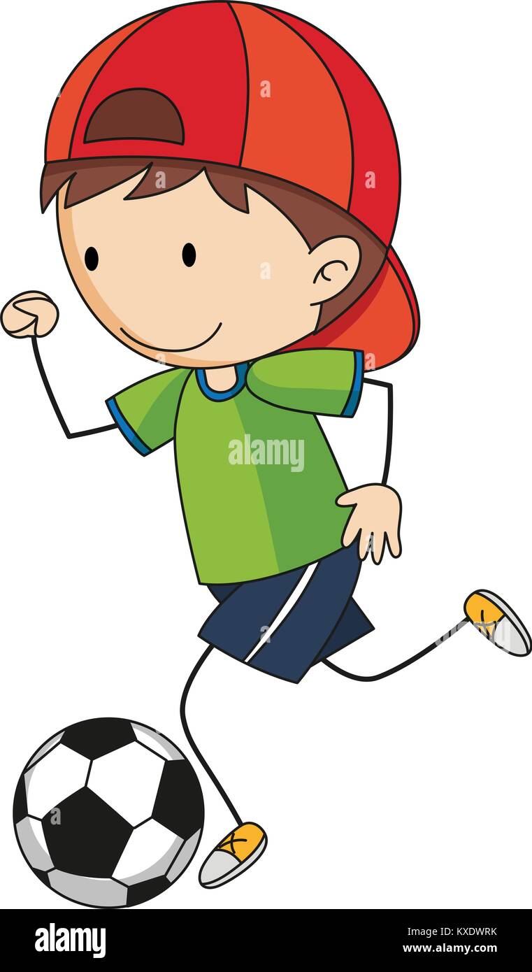 Dibujos animados niño jugando fútbol Vector de stock por ©kenbenner 14870647