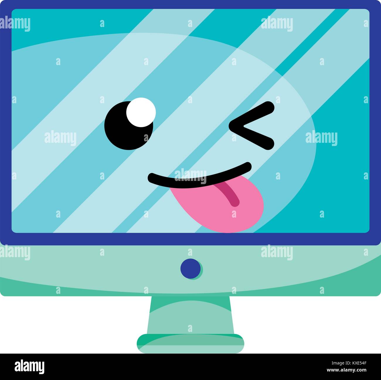 La Pantalla De La Computadora De Divertidos Dibujos Animados Kawaii Imagen Vector De Stock Alamy