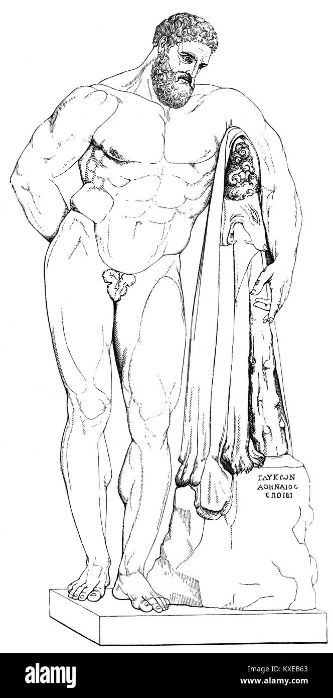 Heracles, por Lysippos, la mitología griega Foto de stock