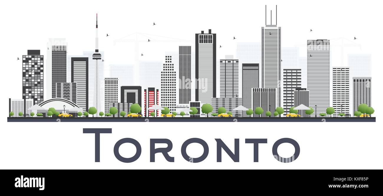 Toronto, Canadá, el horizonte de la ciudad con edificios de color aislado sobre fondo blanco. Ilustración vectorial. Concepto de turismo y viajes de negocios Ilustración del Vector