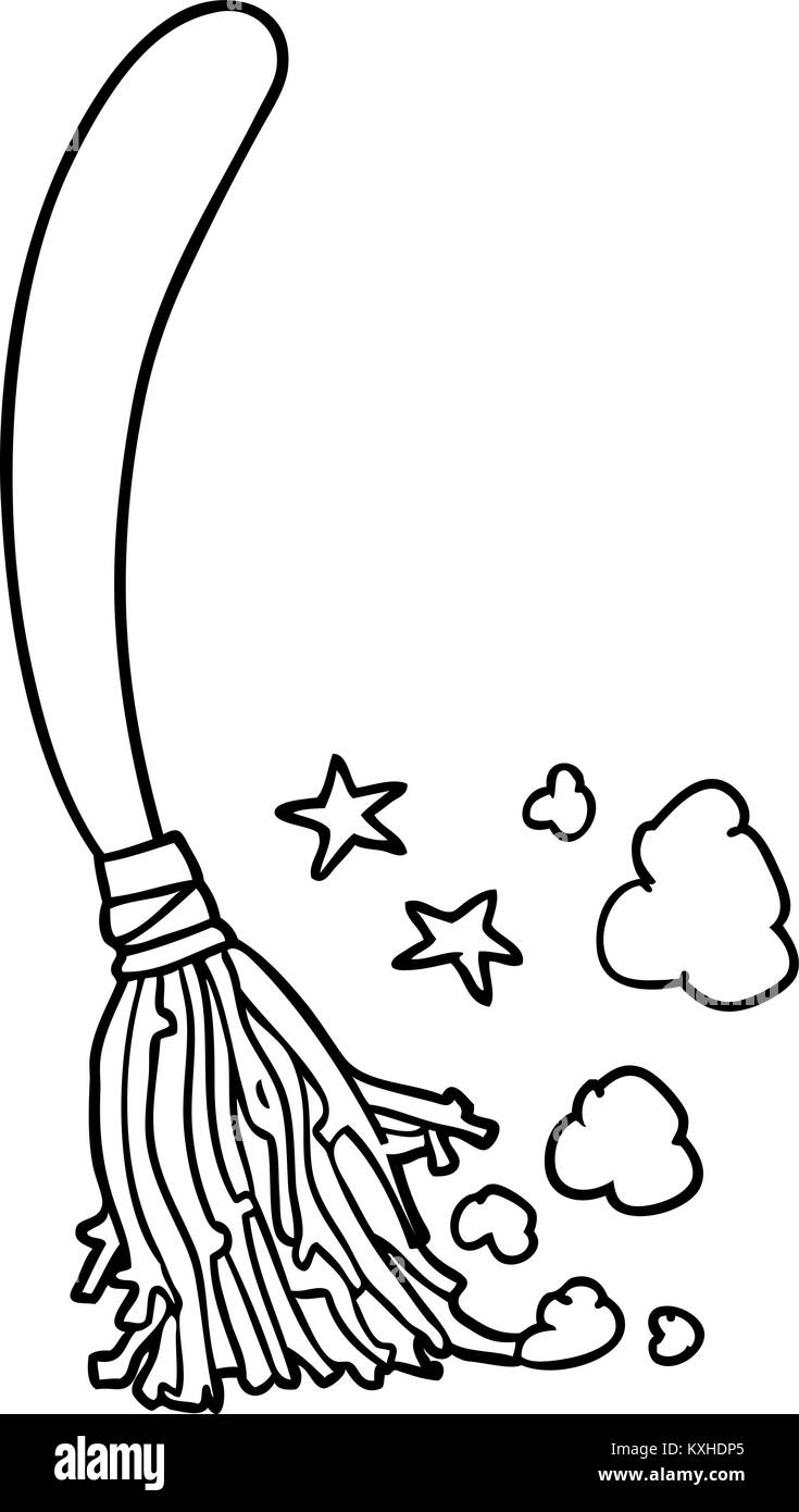 Dibujo de una línea de la escoba de bruja de Halloween Imagen Vector de  stock - Alamy
