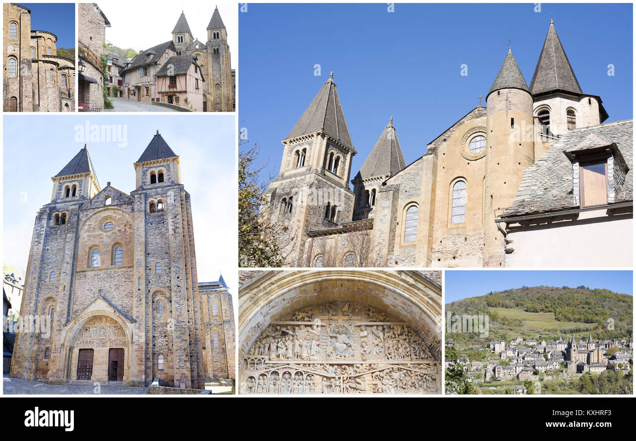 Imagen compuesta de Conques y la iglesia abacial de Sainte Foy Fotografía de stock - Alamy Imagen compuesta de Conques y la iglesia abacial de Sainte Foy Fotografía de stock - Alamy