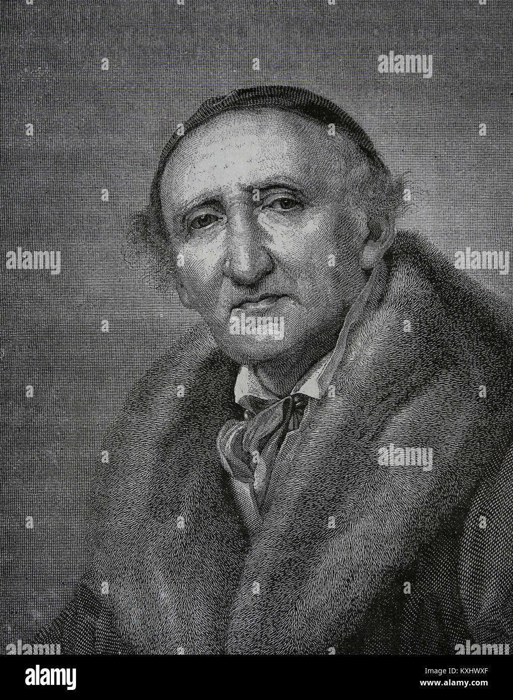 Johann Gottfried Schadow (1764-1850). Escultor de Prusia alemana. Grabado, 1883. Foto de stock