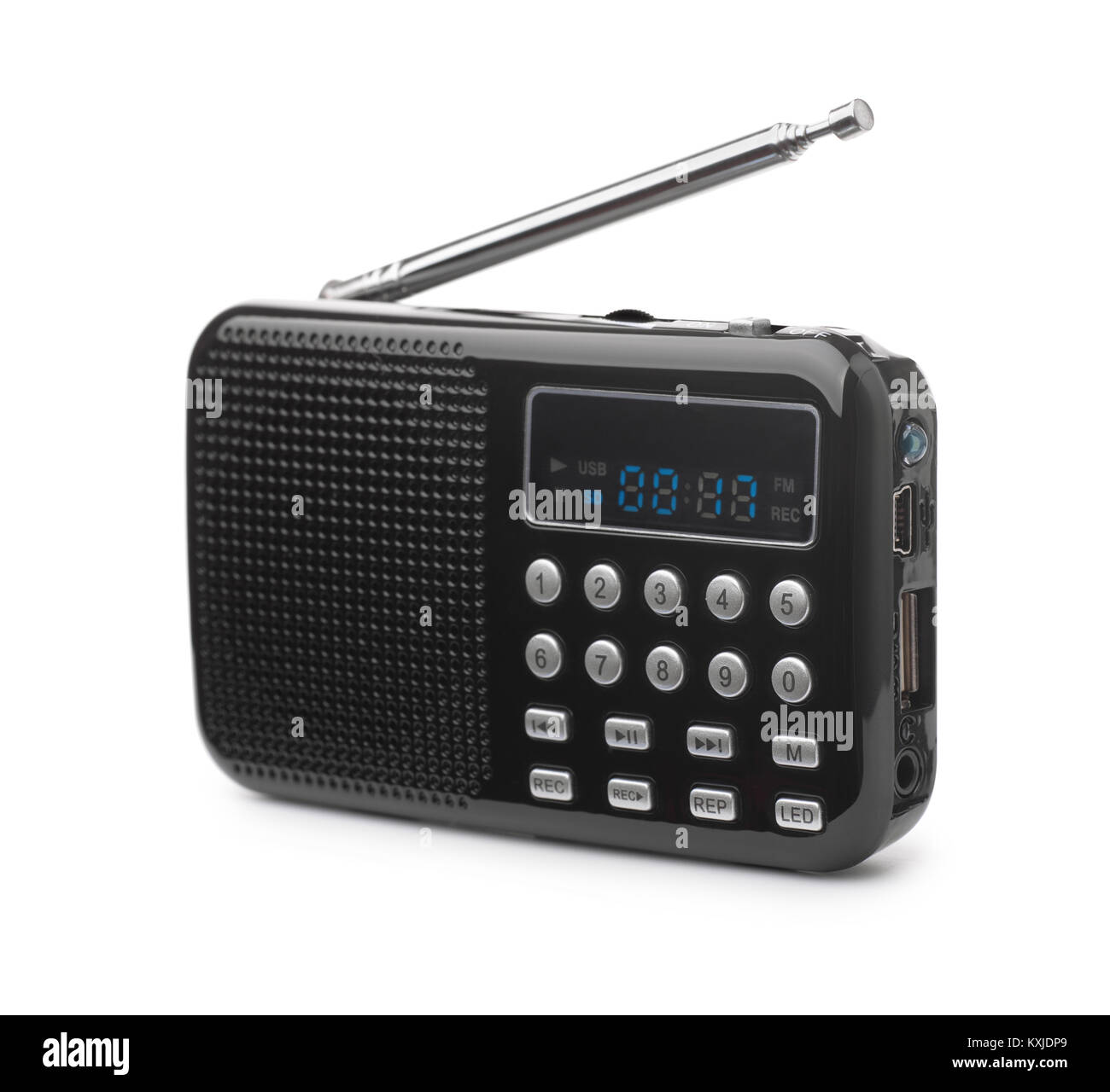 Pocket radio FM reproductor de mp3 aislado en blanco Foto de stock