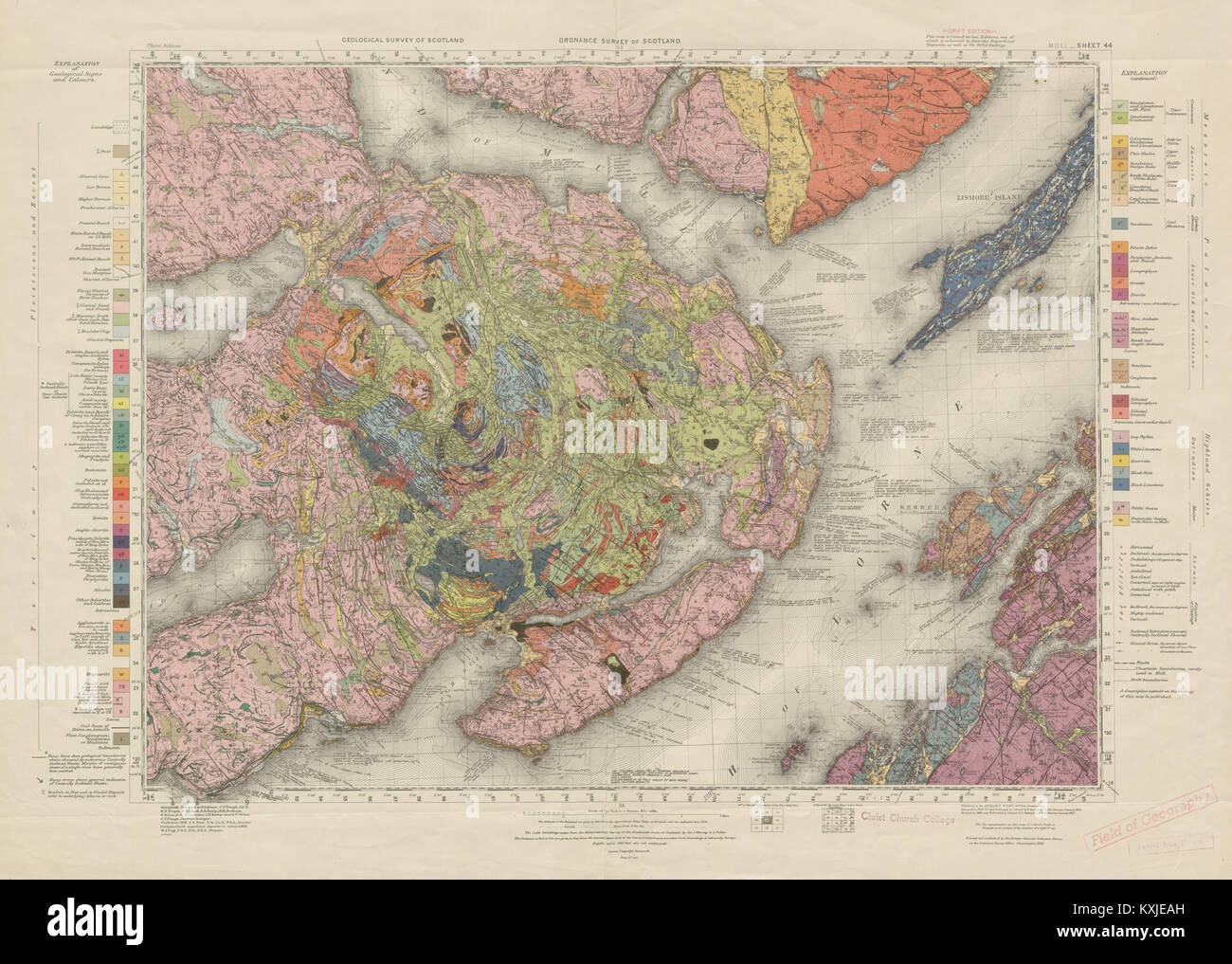 Mull. Mapa geológico. Hoja 44. Escocia Oban Lismore Kerrara 1953 Foto de stock