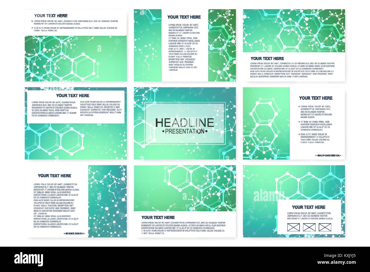 Gran Conjunto De Vector Plantillas Para Diapositivas De Presentacion Moderna Estructura De Fondo Grafico Molecula Y Comunicacion Patron Cientifico Atom Adn Medicina Ciencia Quimica De Diseno Imagen Vector De Stock Alamy