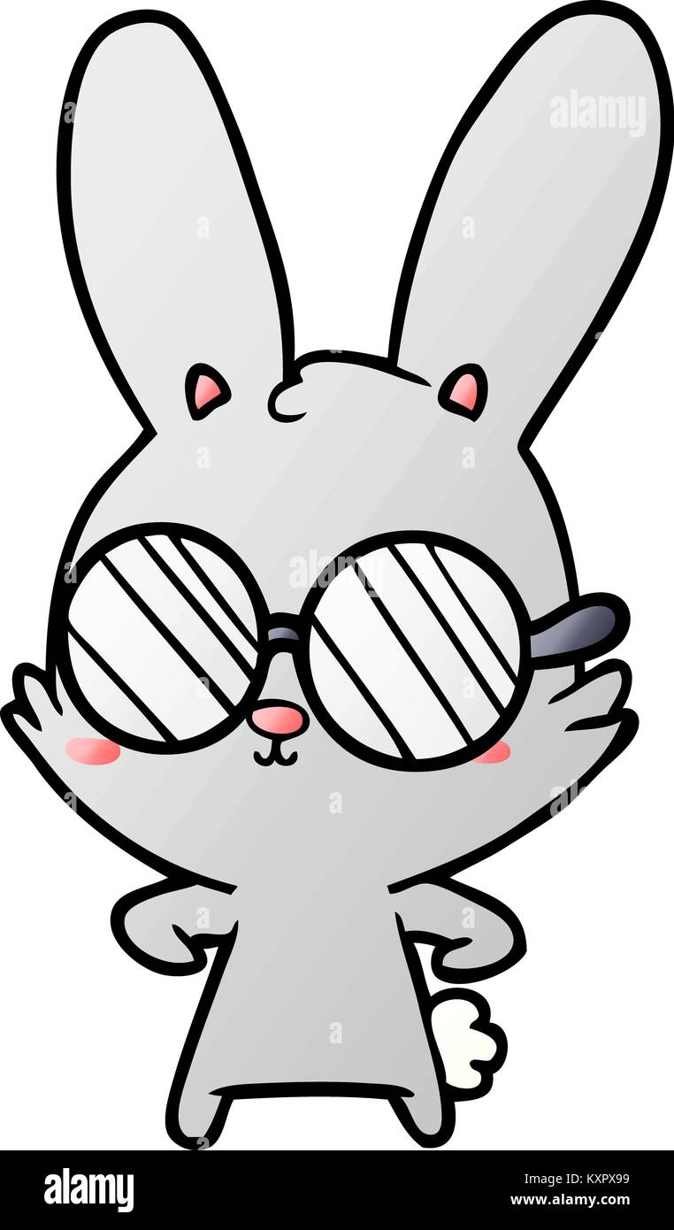 Caricatura conejo con gafas Imagen Vector de stock - Alamy