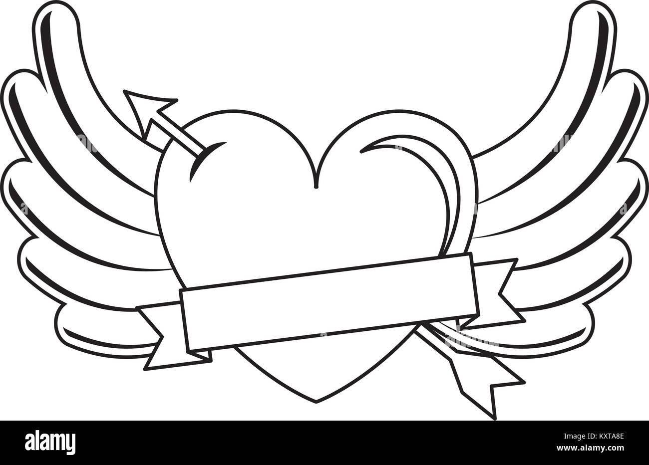 Amor del corazón con la flecha y alas Imagen Vector de stock - Alamy