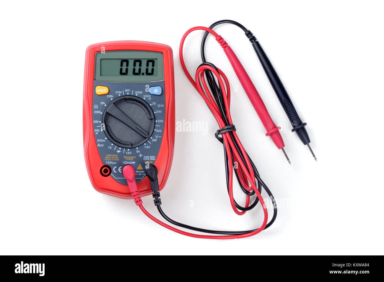 Multímetro digital o multicomprobador o Volt-Ohm medidor, un instrumento  electrónico de medición que combina varias funciones en una sola unidad de  medición Fotografía de stock - Alamy