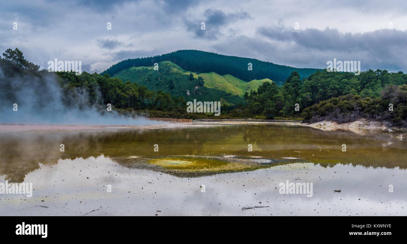 Sulphur Springs y lagos de Wai-O-Tapu, Nueva Zelanda Foto de stock