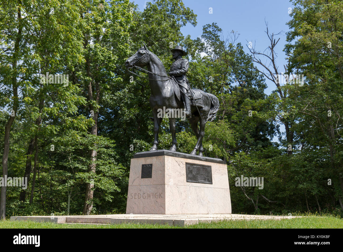 Monumento ecuestre al general John Sedgwick, Parque Militar Nacional de Gettysburg, Pensilvania, Estados Unidos. Foto de stock