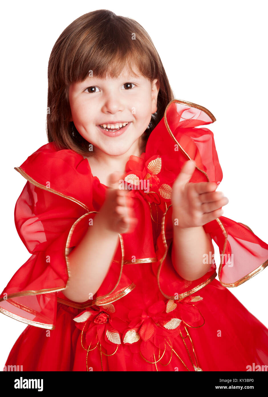 Chica de las palmas vestidos de fiesta vestido rojo mano aislados de  movimiento borrosa Fotografía de stock - Alamy