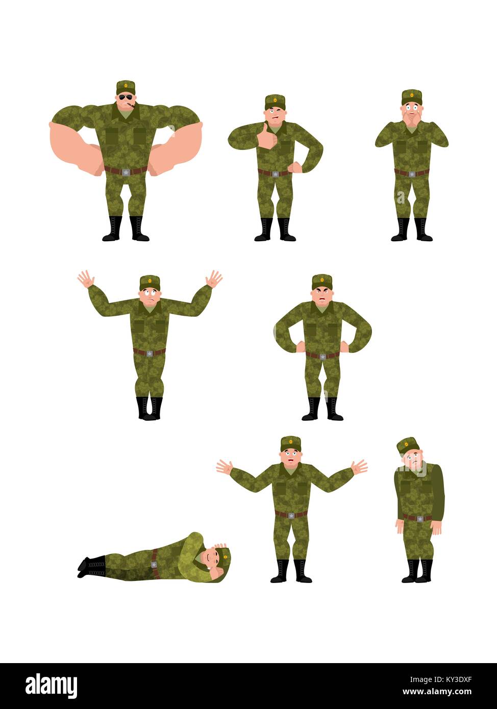 conjunto de soldados, oficiales con uniforme militar. hombre y mujer en el  ejército. ilustración vectorial plana. 13976276 Vector en Vecteezy