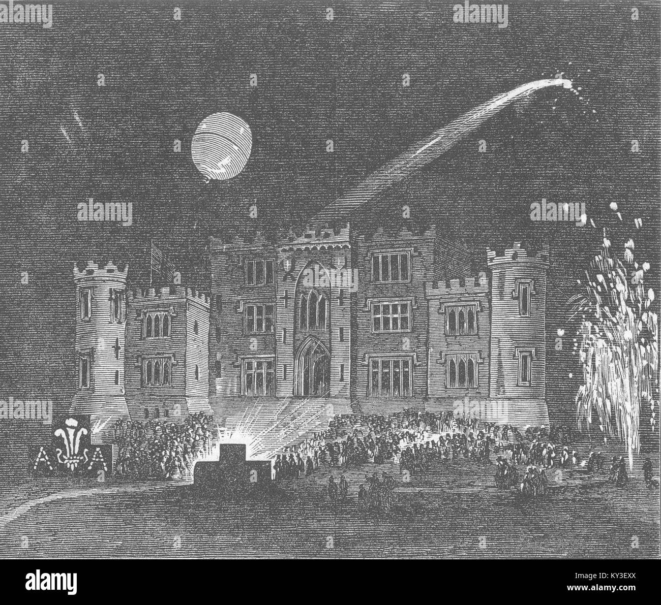 Fiesta en Irlanda, el Castillo Birr (Conde de Rosse) en 1863. Illustrated London News Foto de stock