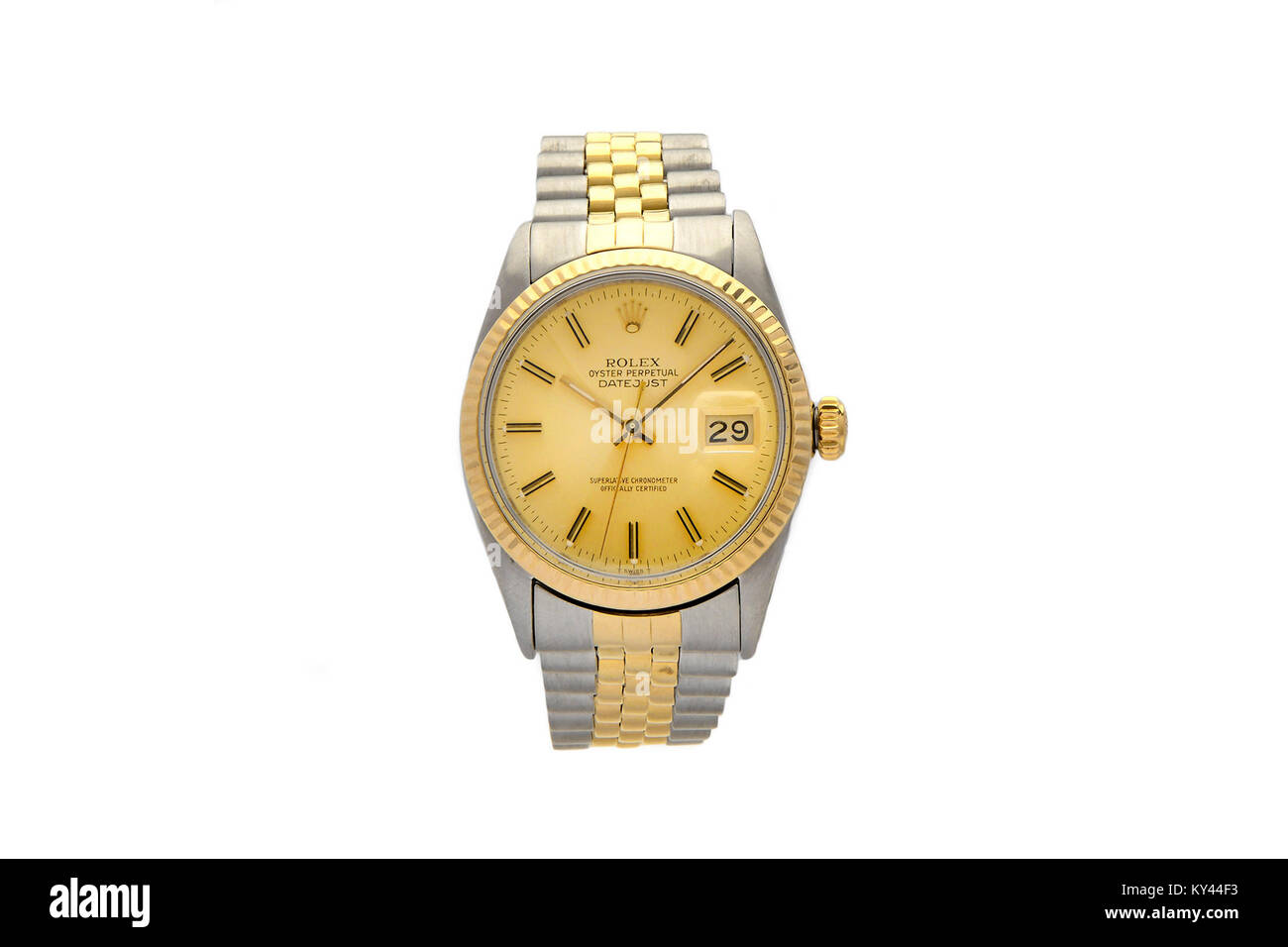 Rolex Oyster de acero inoxidable y oro reloj de hombre con cara de oro Foto de stock
