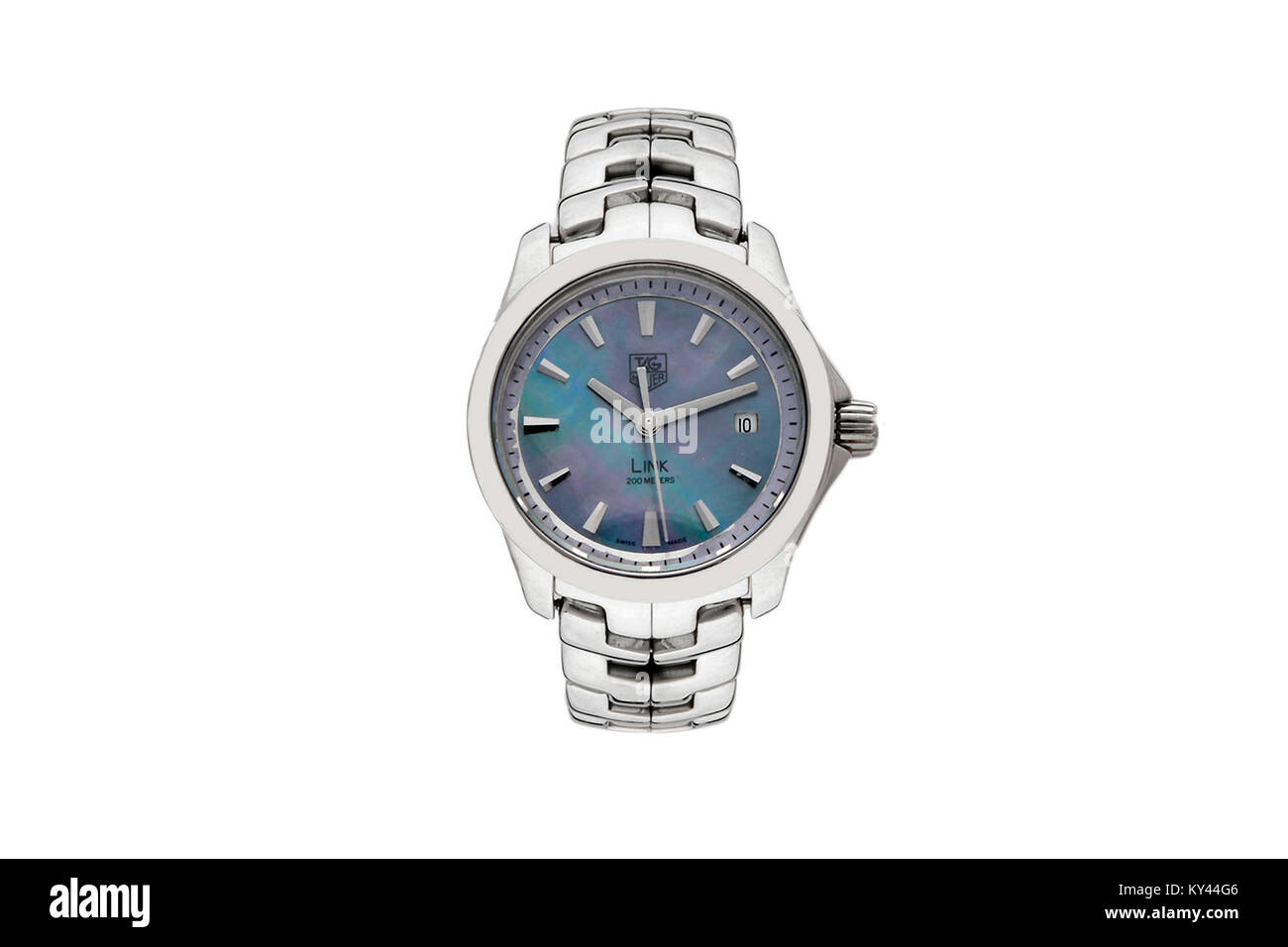 Tag Heuer Enlace reloj de hombre de acero inoxidable con superficie azul Foto de stock