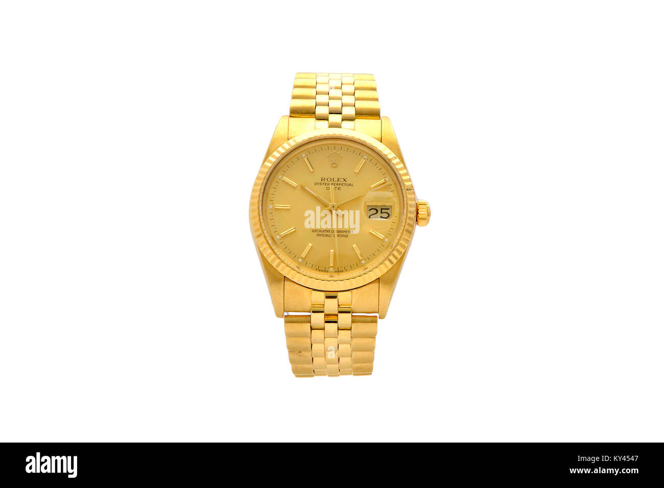 Rolex Oyster oro reloj de hombre con cara de oro Foto de stock