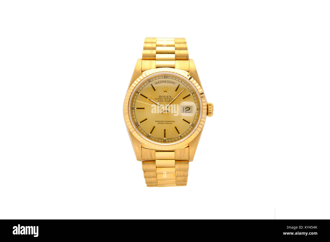Rolex Oyster oro reloj de hombre con cara de oro Foto de stock
