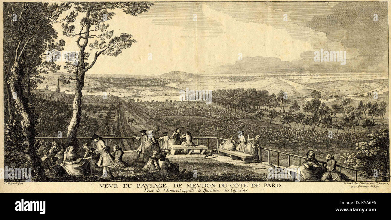 Rigaud vue depuis le bastion des Capucins Musée d'art et d'histoire de Meudon vers 1730 Foto de stock
