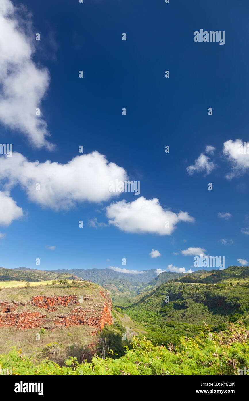 Hanapepe Cañón visto desde la autopista lookout de Kauai, Hawaii. Foto de stock