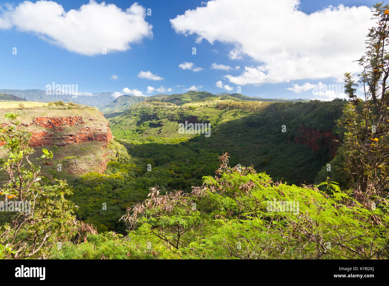 Hanapepe Cañón visto desde la autopista lookout de Kauai, Hawaii. Foto de stock