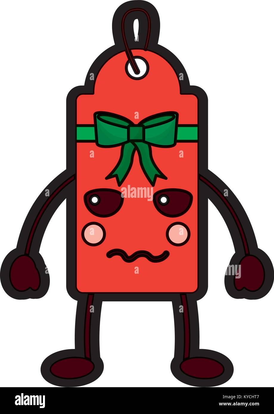 Navidad Kawaii Personaje De Dibujos Animados De Etiqueta Imagen Vector De Stock Alamy