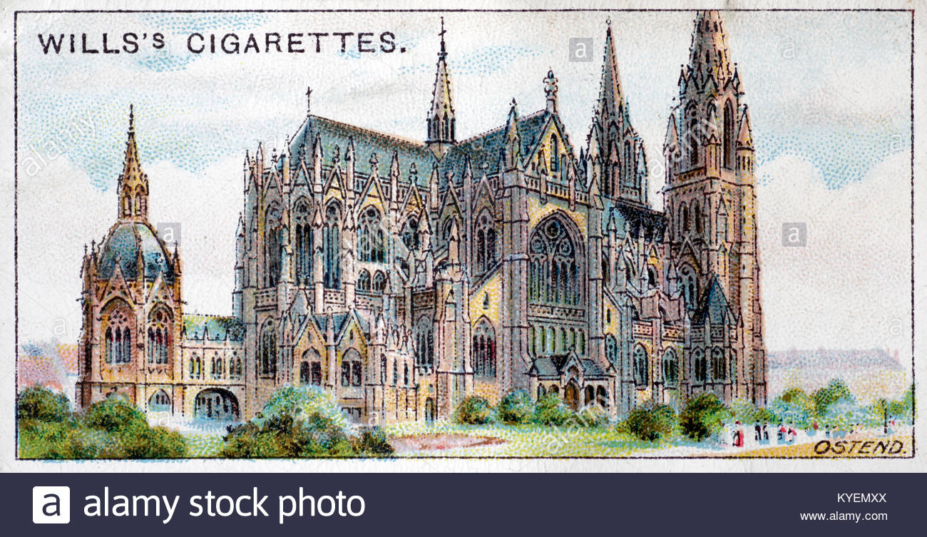Iglesia de San Pedro y san Pablo, Oostende, Bélgica circa 1915 Foto de stock