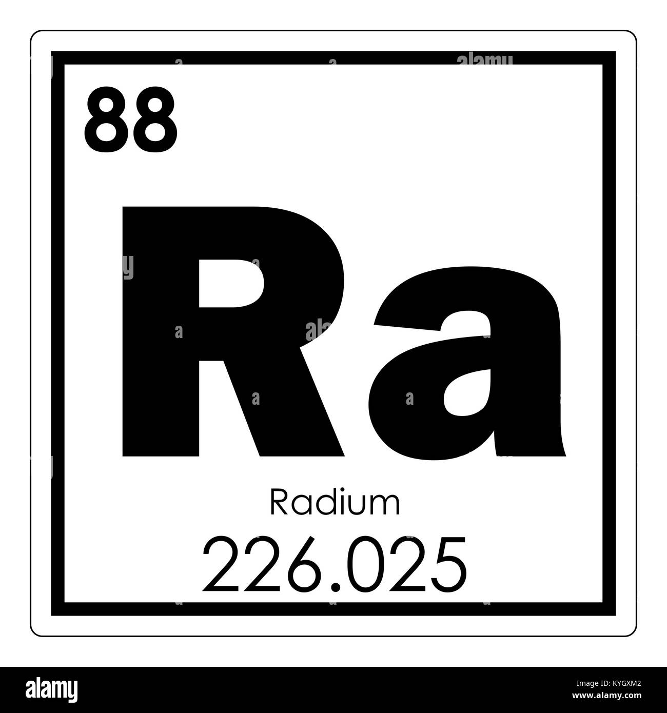Tabla periódica de elementos químicos Radium símbolo de ciencia Fotografía  de stock - Alamy