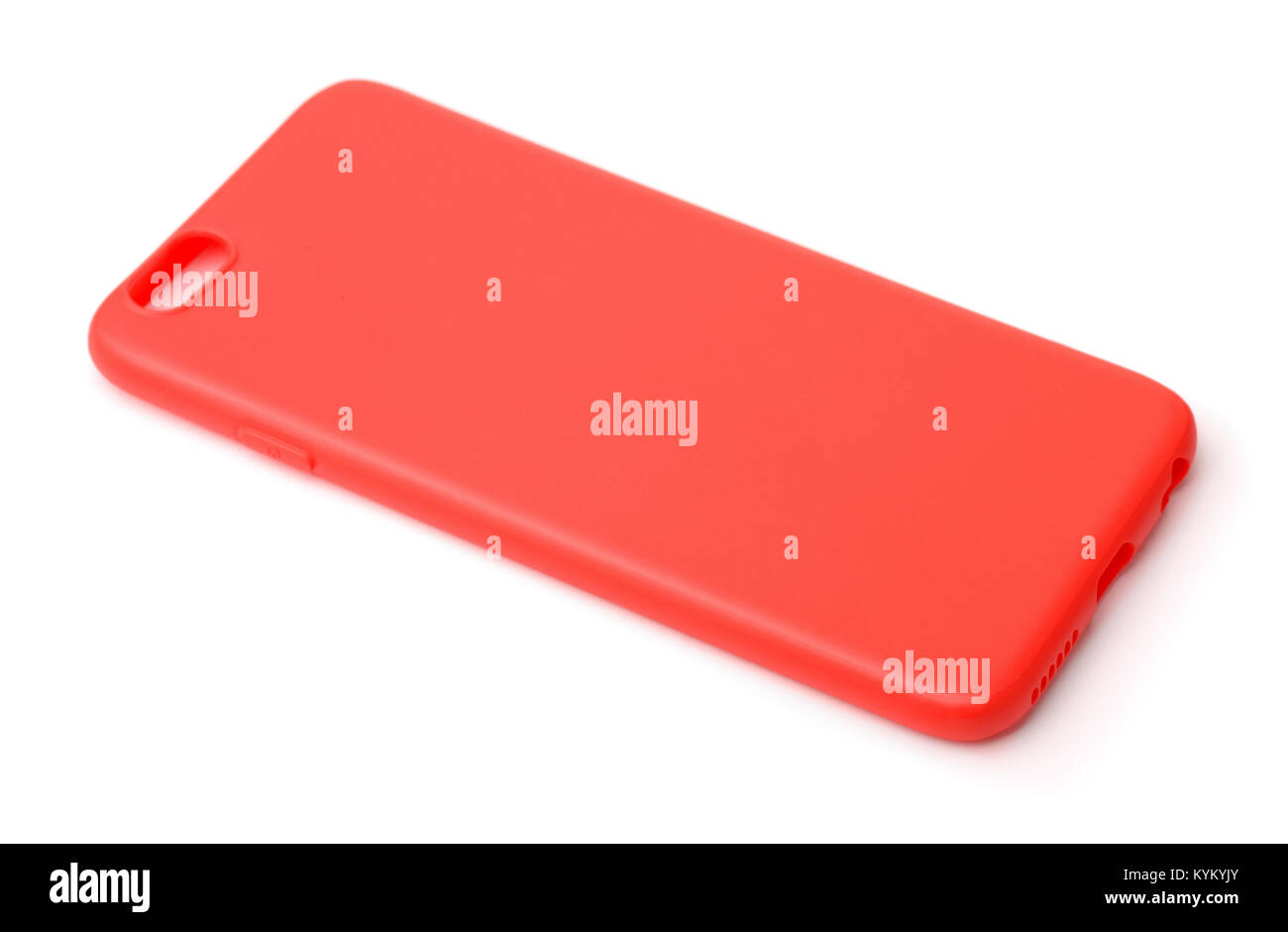 Funda de silicona protectora roja teléfono aislado en blanco Foto de stock