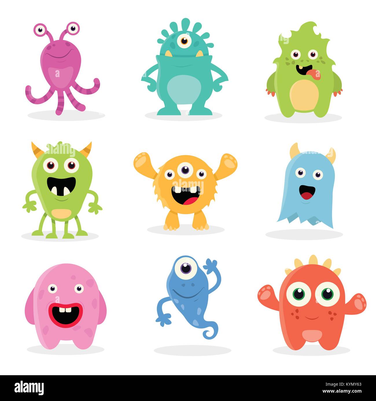 Cute dibujos animados monstruos Imagen Vector de stock - Alamy