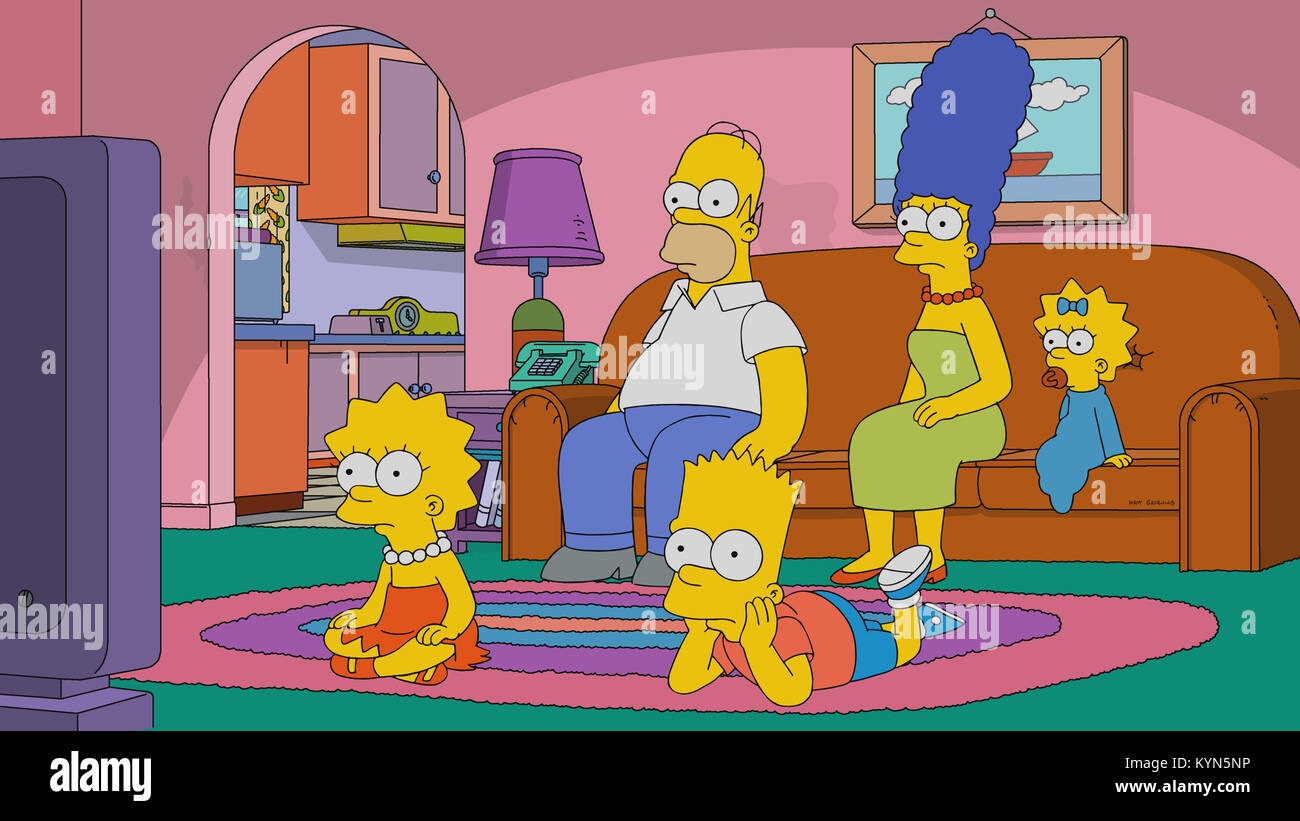 Los Simpsons, (desde la izquierda): Lisa Simpson, Homer Simpson, Bart  Simpson, Marge Simpson, Maggie Simpson, 'Frink obtiene irascible',  (temporada 29, ep. 2911, difundido el 14 de enero, 2018). TM y Copyright  ©20th