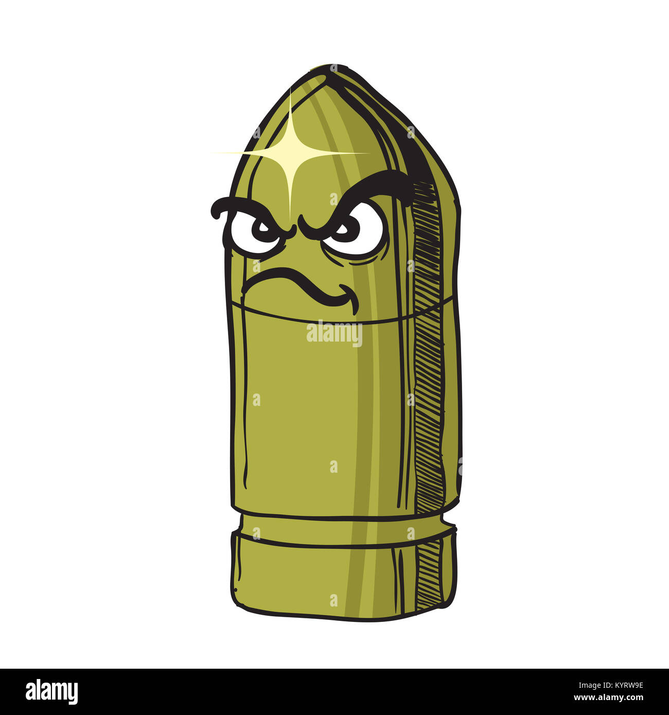 Enojado bullet cartoon ilustración aislado en blanco Foto de stock
