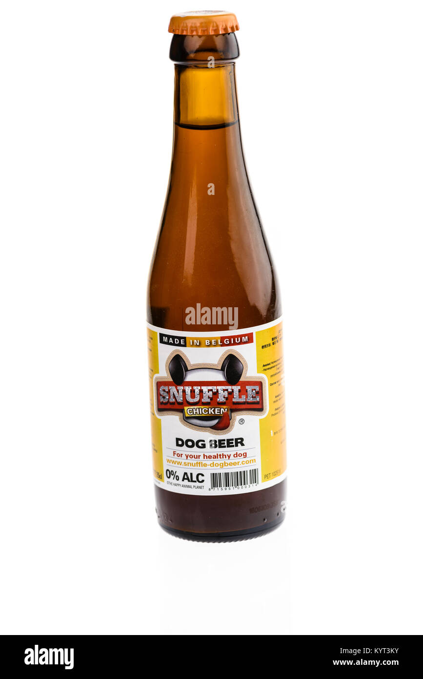 Snuffle perro, cerveza elaborada en Bélgica, que no contenga alcohol. Foto de stock