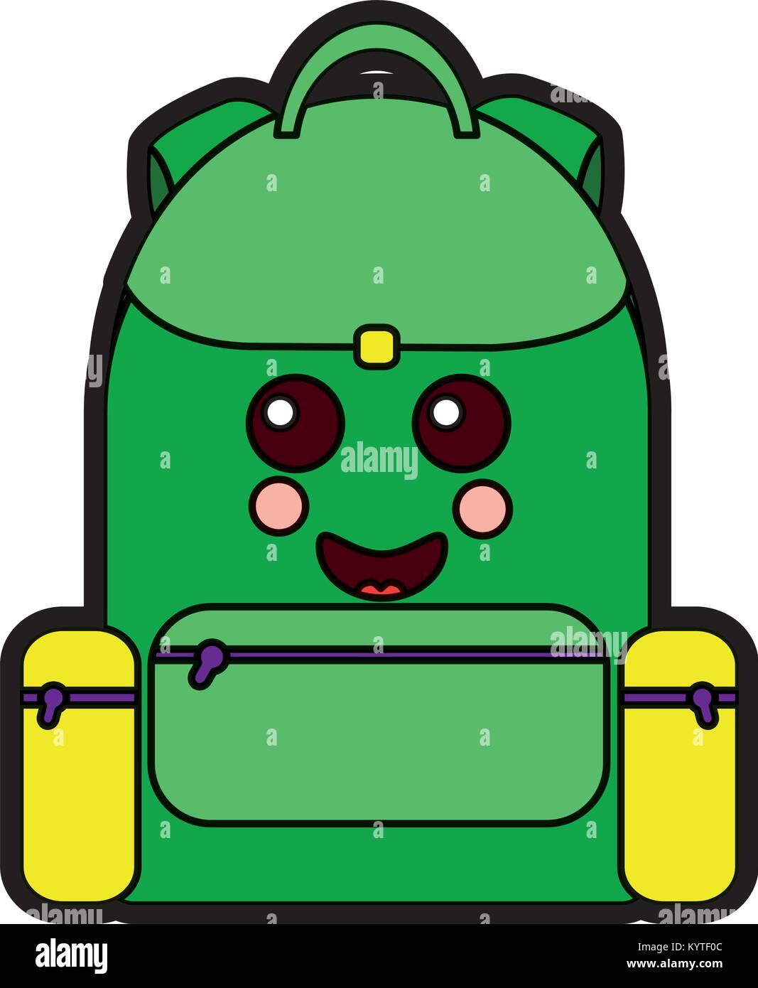 Mochila escolar kawaii personaje de dibujos animados Imagen Vector de stock  - Alamy