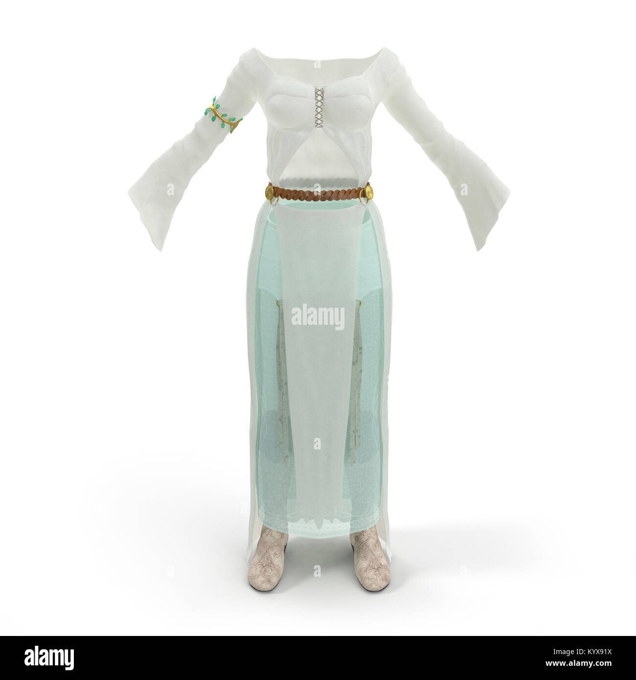 Mujer ropa medieval aislado en blanco. Ilustración 3D Fotografía de stock -  Alamy