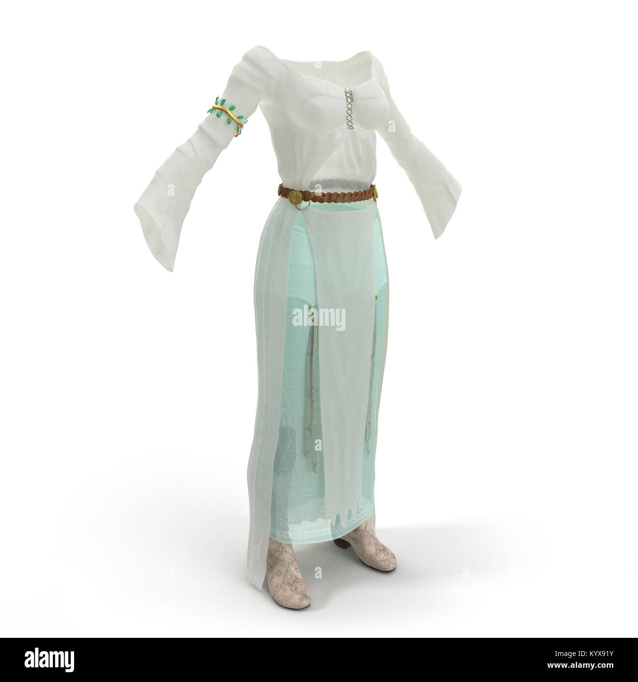 Mujer ropa medieval aislado en blanco. Ilustración 3D Fotografía de stock -  Alamy