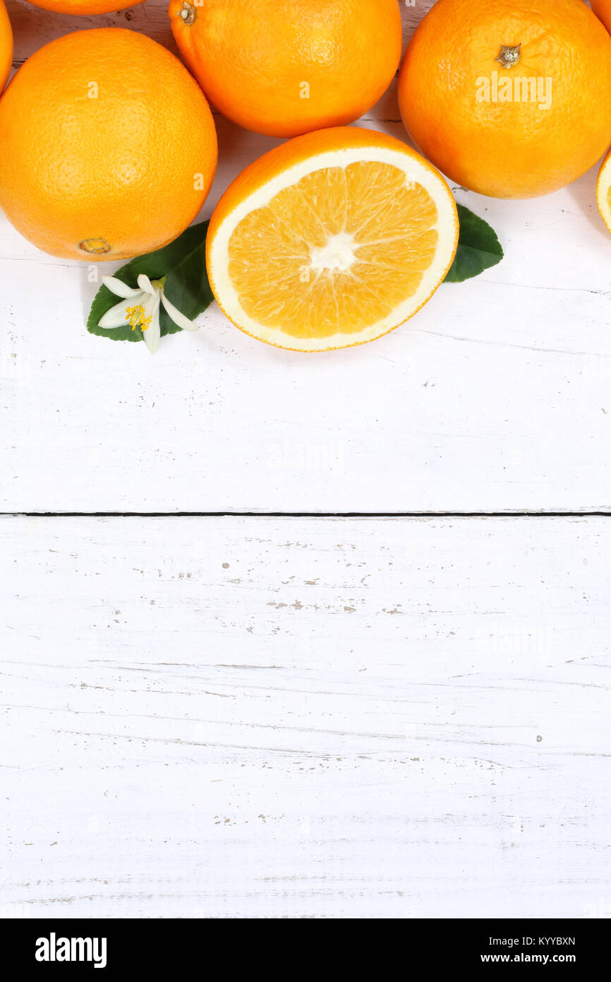 Las naranjas naranja frutas copyspace formato retrato de espacio de copia de vista superior Foto de stock