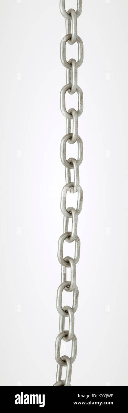 Longitud recta de metal galvanizado cadena sobre un fondo blanco. Foto de stock