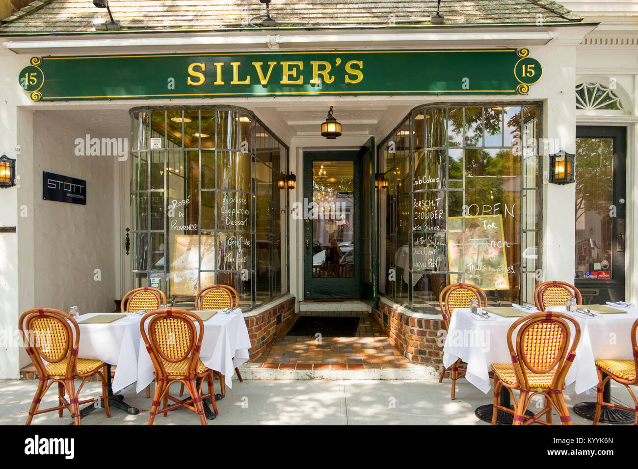 Long Island, Silvers restaurante en Southampton village, los Hamptons, en Nueva York, EE.UU. Foto de stock