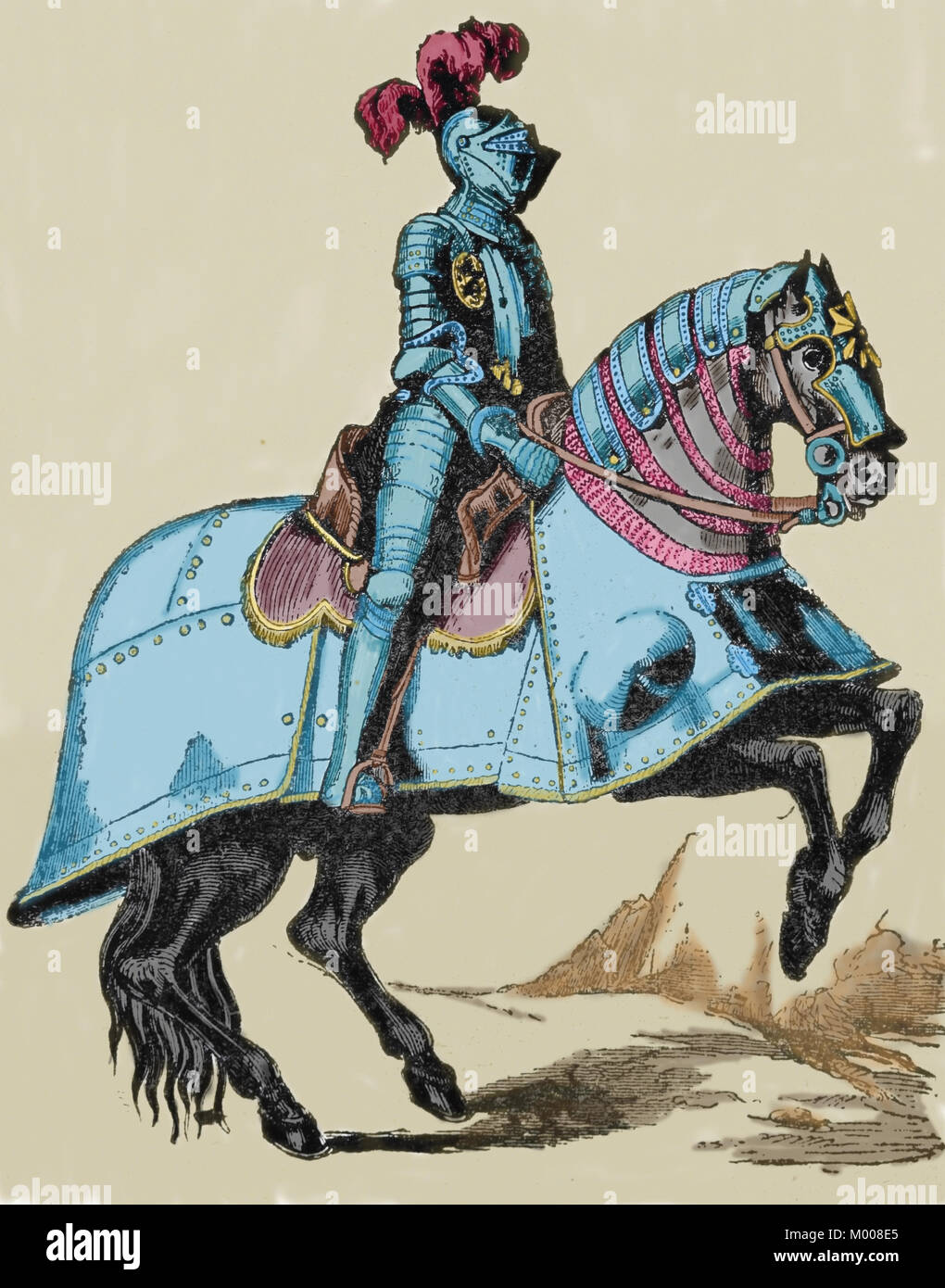 El conquistador Hernán Cortés (1485-1547). Grabado. Foto de stock