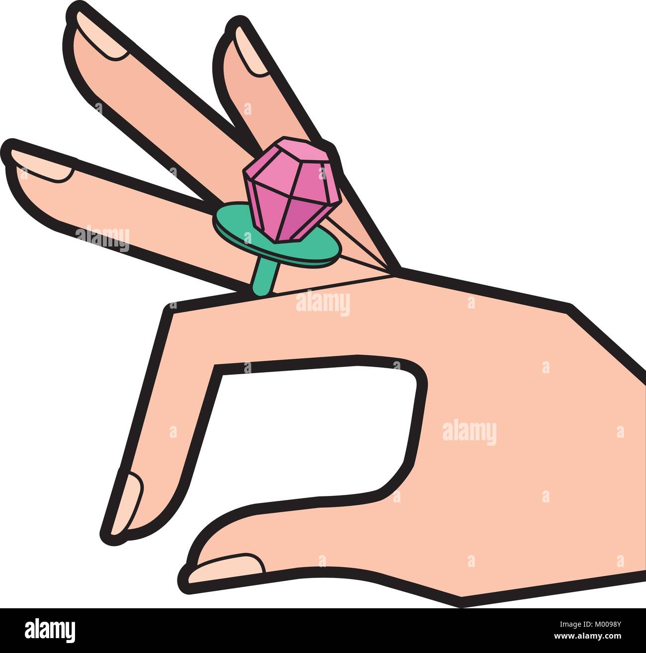 Cartoon mano con imagen de anillo de diamantes Imagen Vector de stock -  Alamy