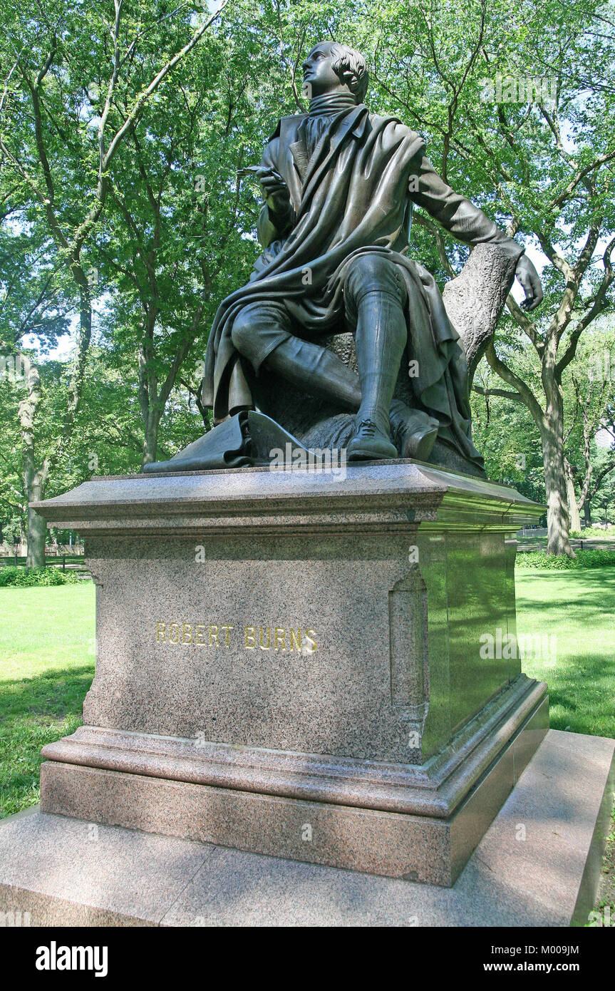 Estatua de Robert Burns, el Central Park, Manhattan, Ciudad de Nueva York, Estado de Nueva York, EE.UU.. Foto de stock